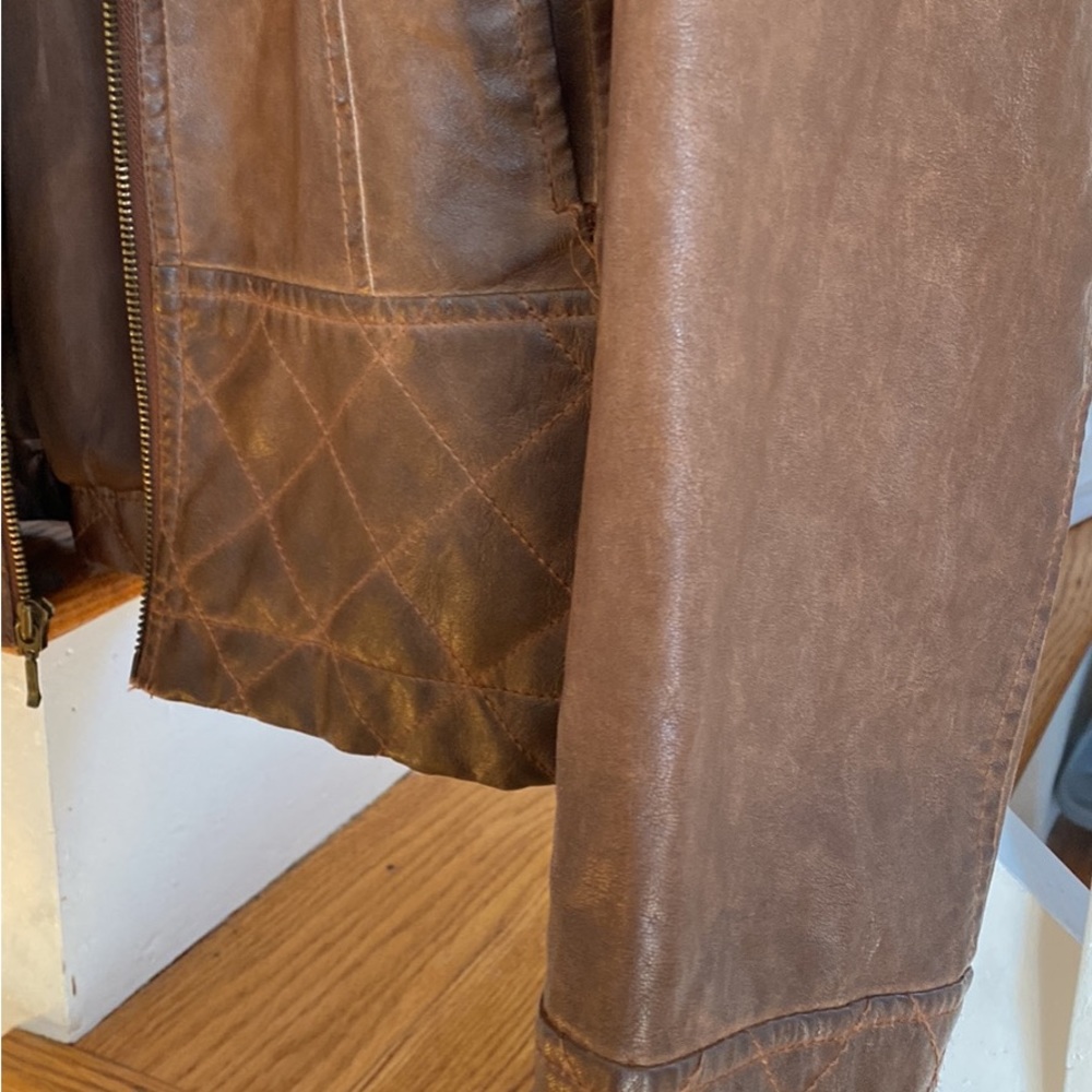Distressed faux leather moto jacket